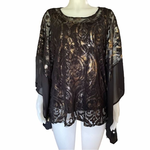 🌺 Mix & Match 3/$95 🌺 REBA “Let It Shine” Poncho Style Blouse - Picture 2 of 10